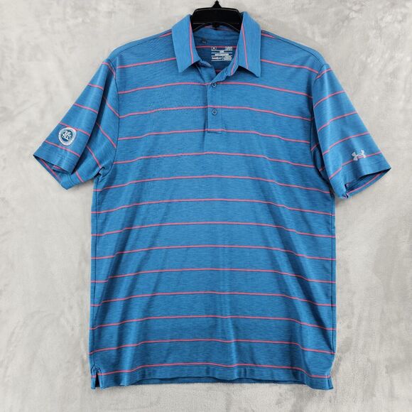 Under Armour Mens Large Performance‎ Golf Polo Shirt Blue Stretch - Picture 1 of 7